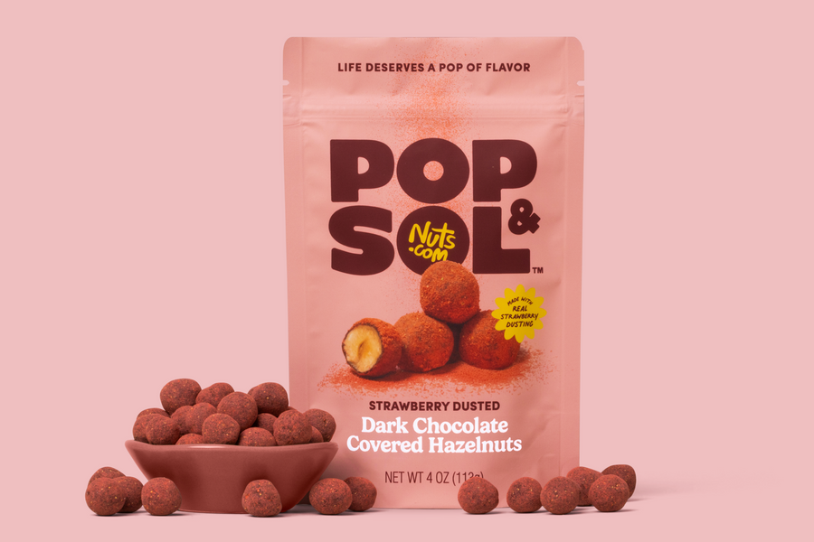Strawberry Dusted Dark Chocolate Covered Hazelnuts P9